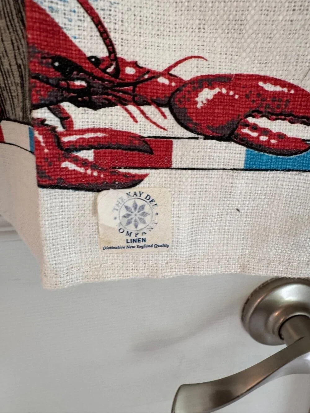 Vintage Kay Dee Linen Tea Towel Portland Head Light Maine Lighthouse Lobster